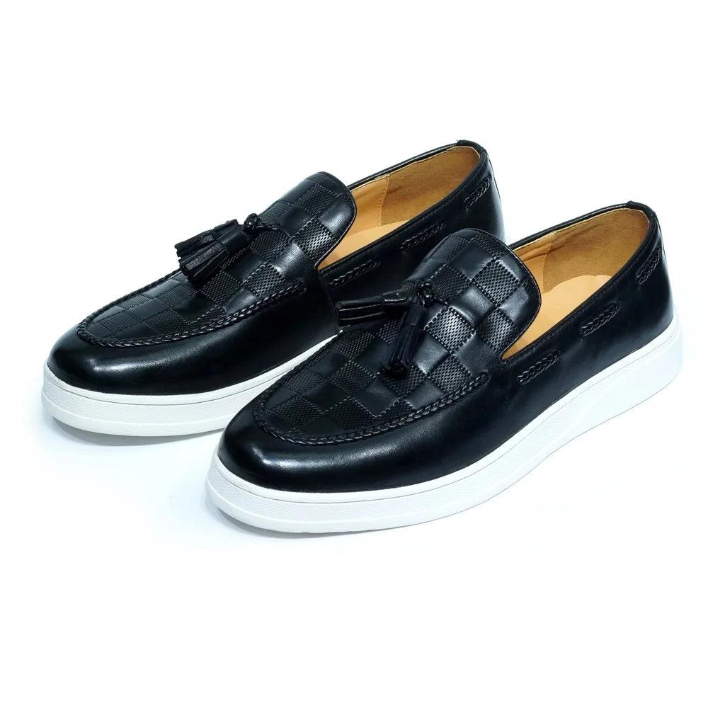 Mocassins homme en cuir à pampilles – CLEVI Paris