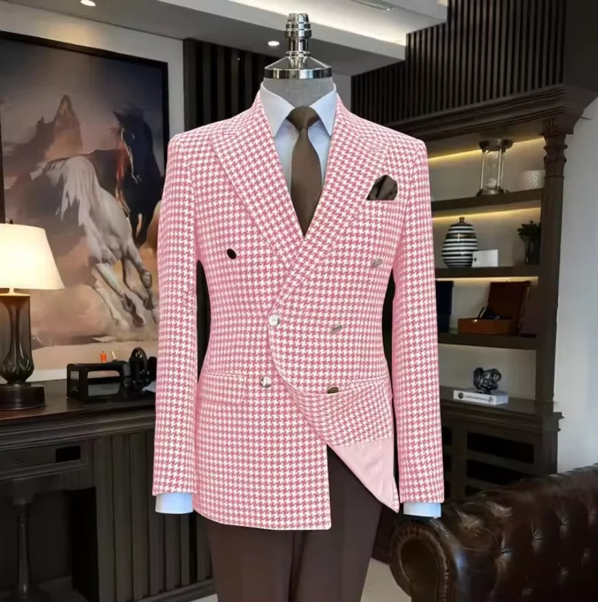 Veste blazer homme à carreaux double boutonnage – CLEVI Paris