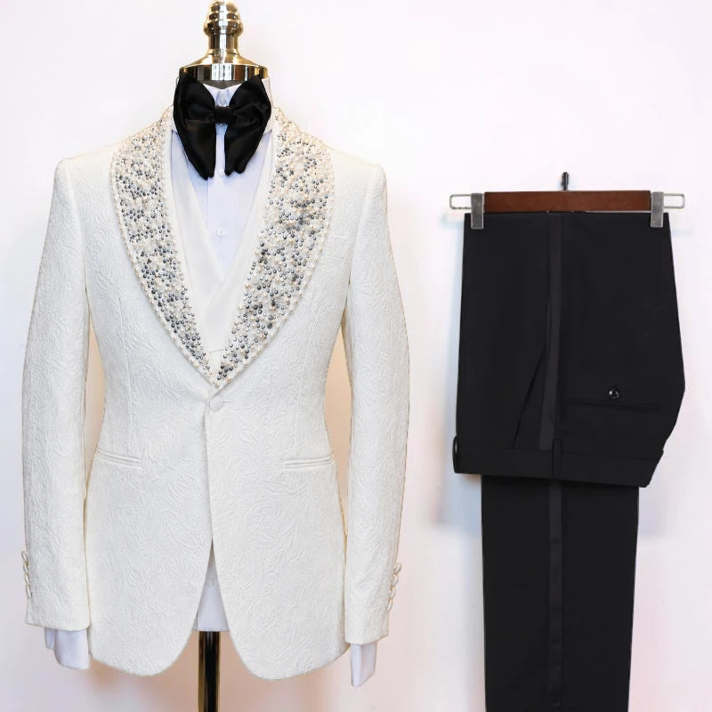 Costume mariage homme blanc 3 pièces – CLEVI Paris