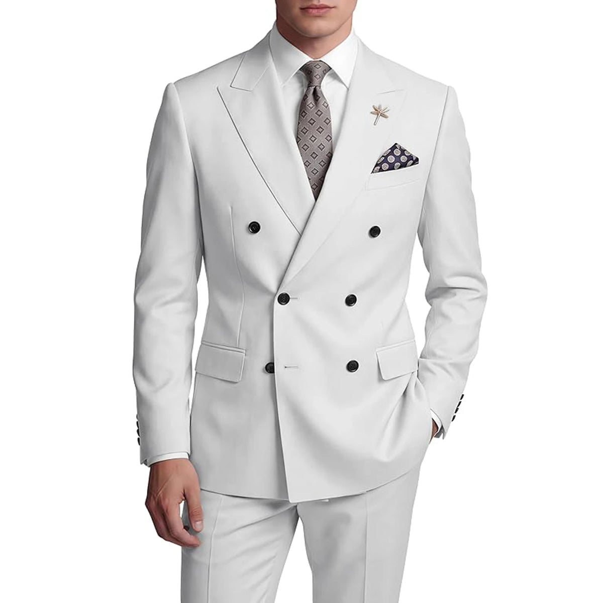 Costume homme 2 pièces croisé à boutons dorés – CLEVI Paris