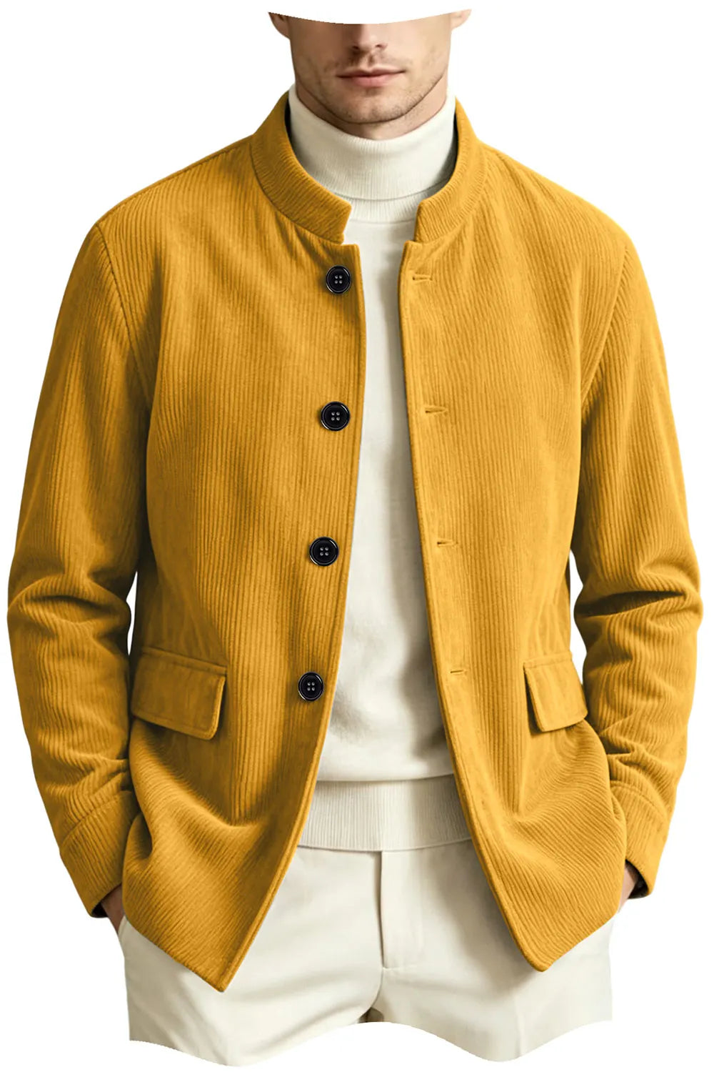 Blazer homme en velours côtelé à col montant – CLEVI Paris
