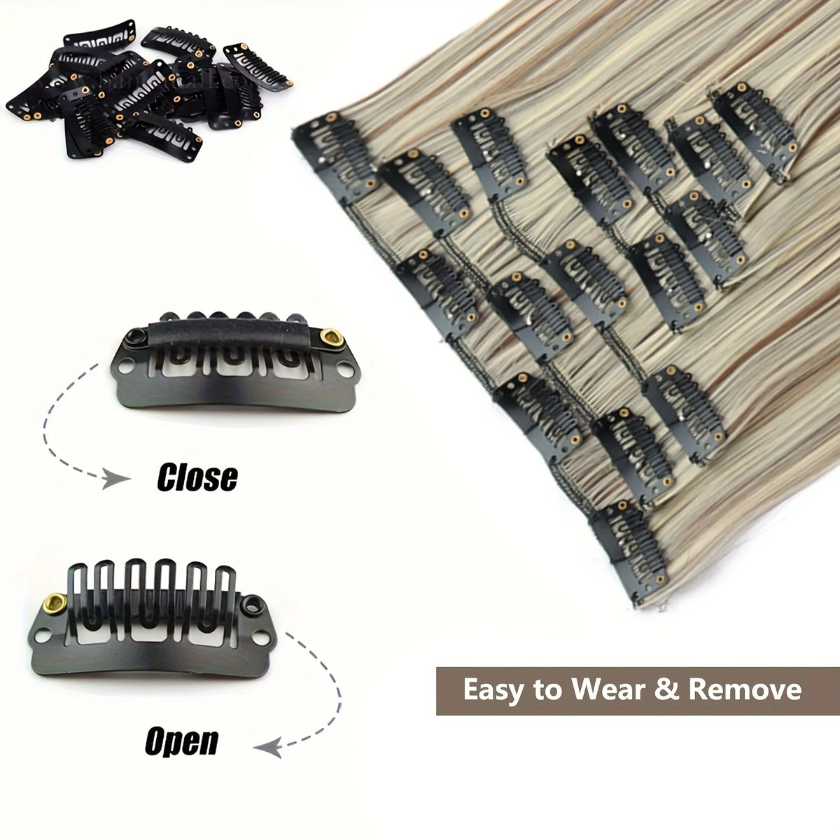 Extensions Cheveux Clips 7 Pcs Synthétique 50 Couleurs – CLEVI Paris