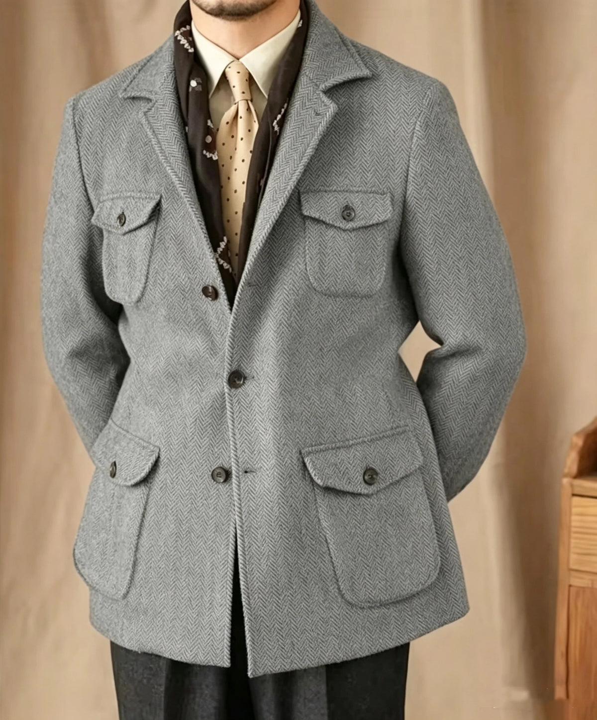 Blazer homme en tweed à chevrons – CLEVI Paris