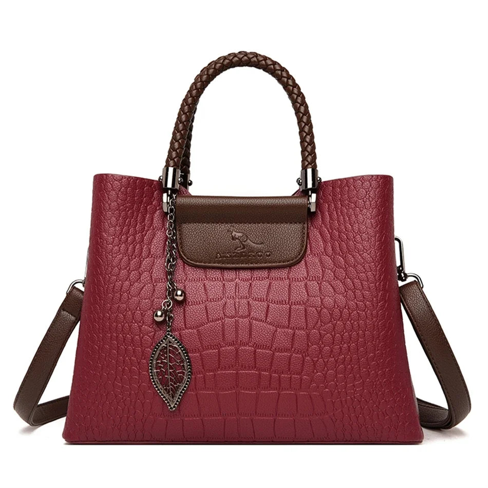 Sac Bandoulière Cuir Motif Croco Femme 3 Poches – CLEVI Paris