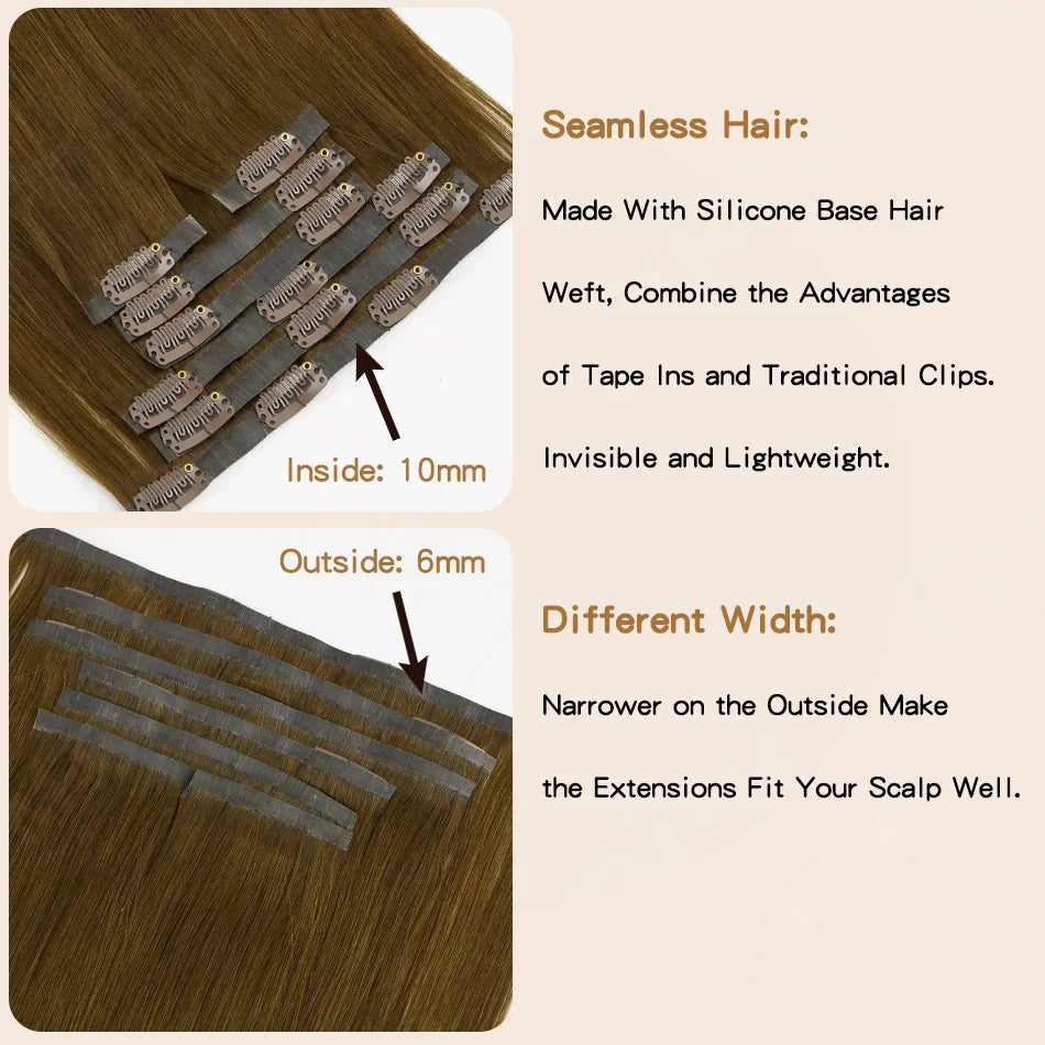Extensions Cheveux Clip PU Invisibles 7 Pcs – CLEVI Paris