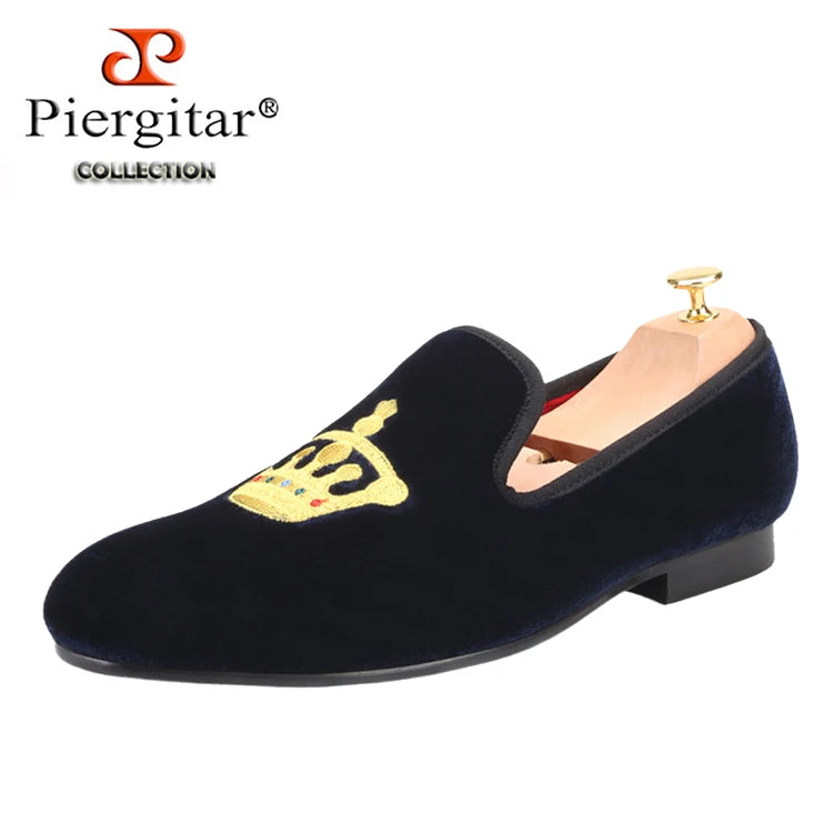 Loafers Velours Broderie Couronne Homme – CLEVI Paris