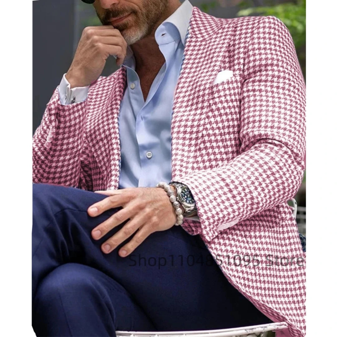Blazer homme pied-de-poule, col à revers – CLEVI Paris