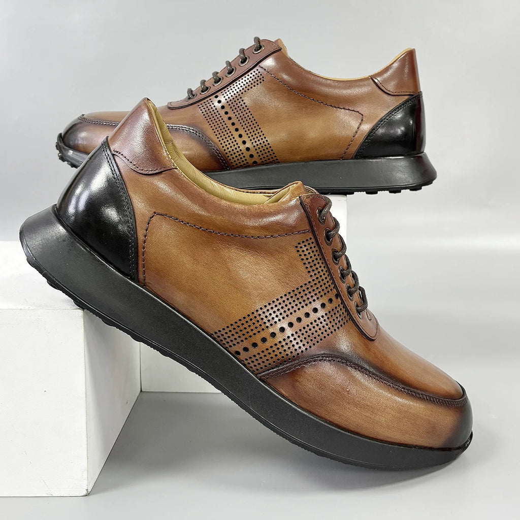 Sneakers en cuir à motif brogue pour homme – CLEVI Paris
