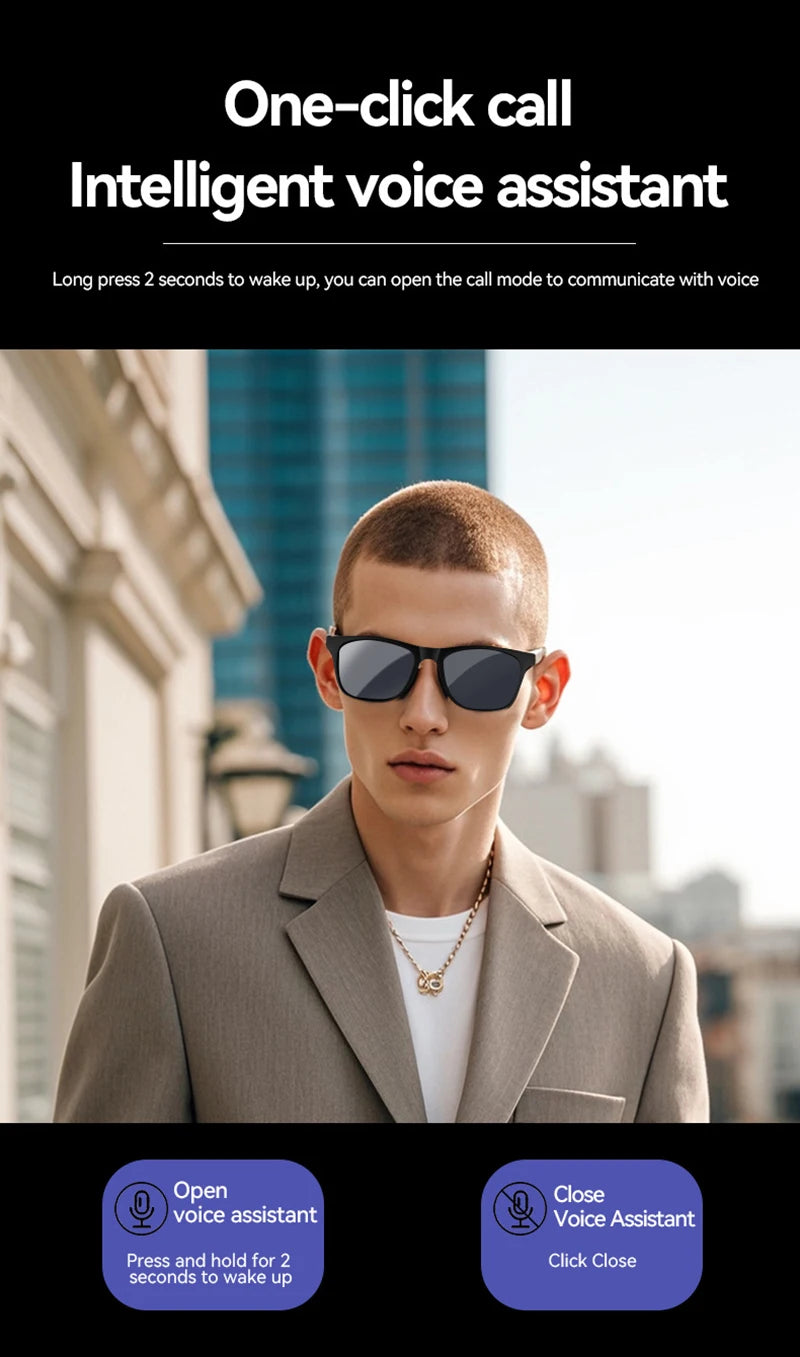 Lunettes Connectées IA Bluetooth Contrôle Tactile Traduction 5 Langues Musique UV Photochromiques Anti-Bleu 37g – CLEVI Paris