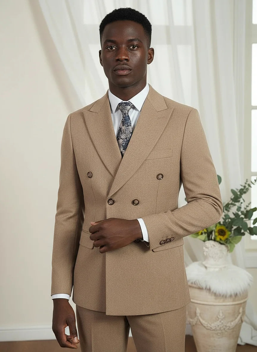 Costume Homme 2 Pièces Luxe Bleu Marine Double Boutonnage Slim Fit Mariage Bureau 4 Saisons XS-4XL – CLEVI Paris