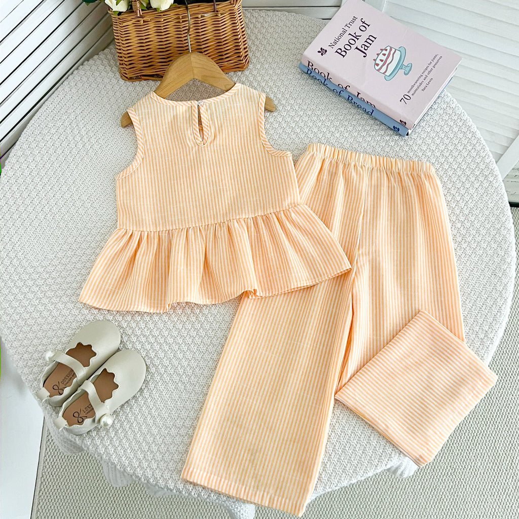 Ensemble fille rayé haut et pantalon – CLEVI Paris