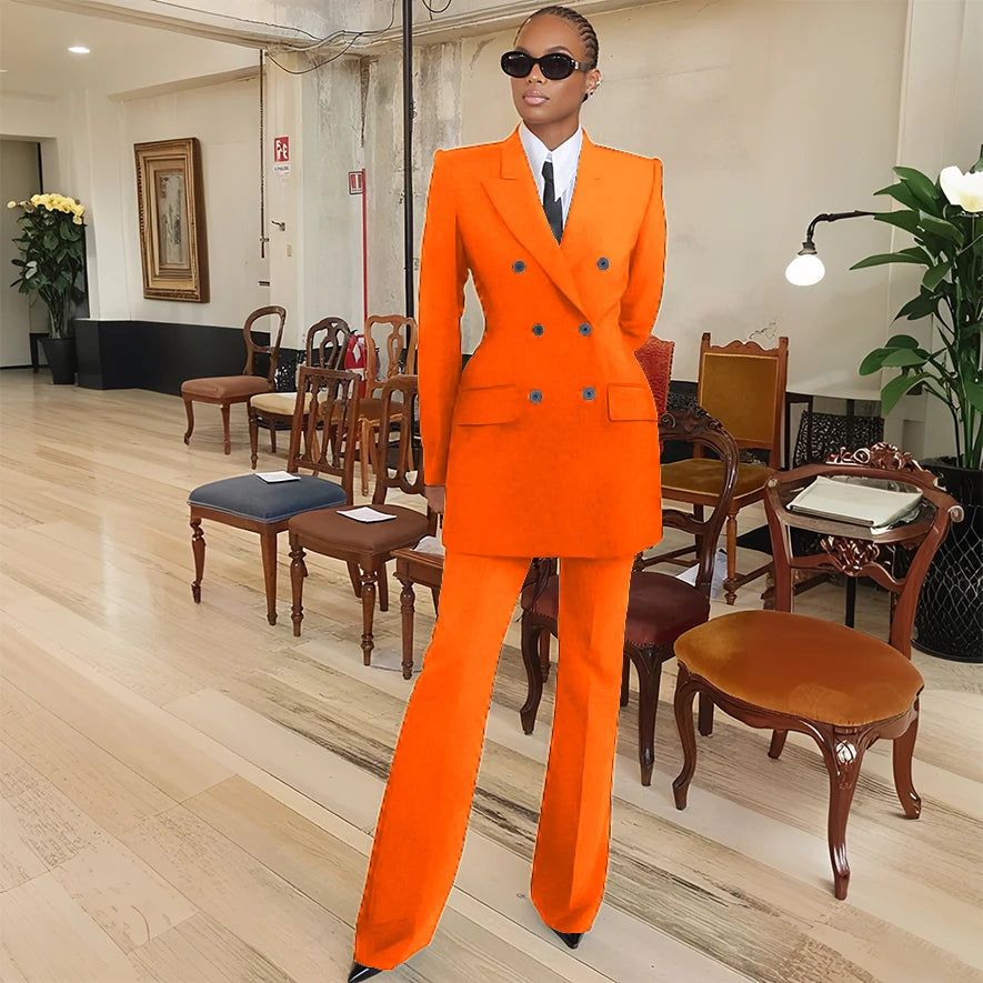 Tailleur femme blazer et pantalon évasé – CLEVI Paris
