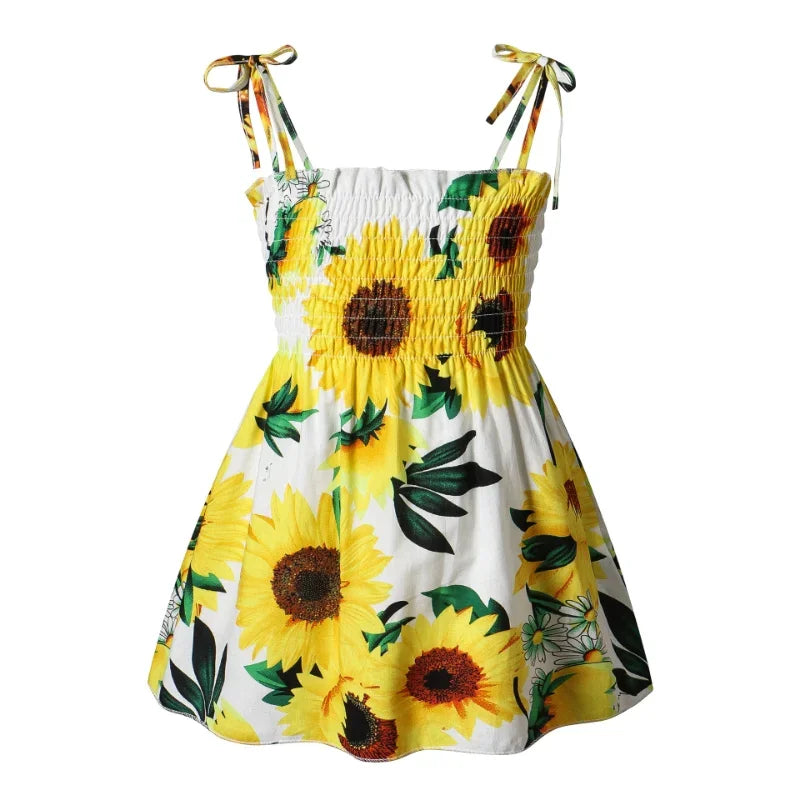 Robe d’été fille à fleurs sans manches – CLEVI Paris