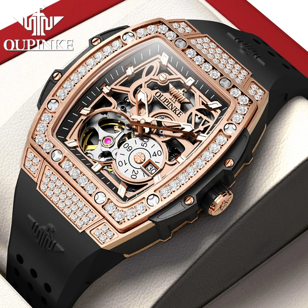 OUPINKE 3220 Montre Femme Automatique Papillon Diamants Saphir Lumineux 50M – CLEVI Paris