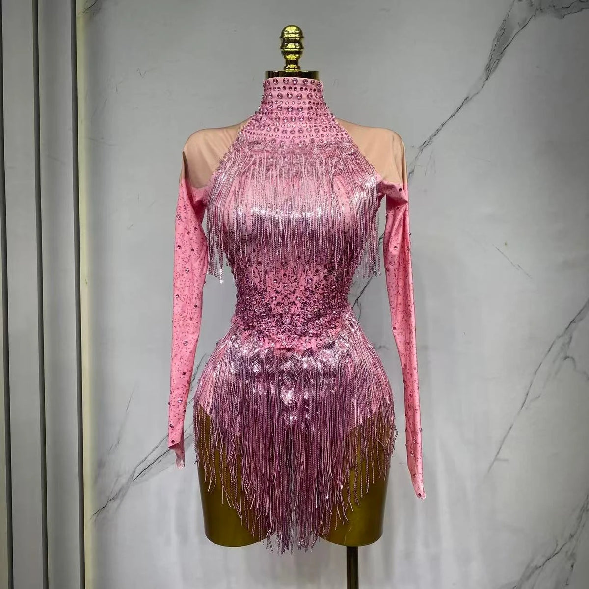 Justaucorps de scène à franges et strass – CLEVI Paris