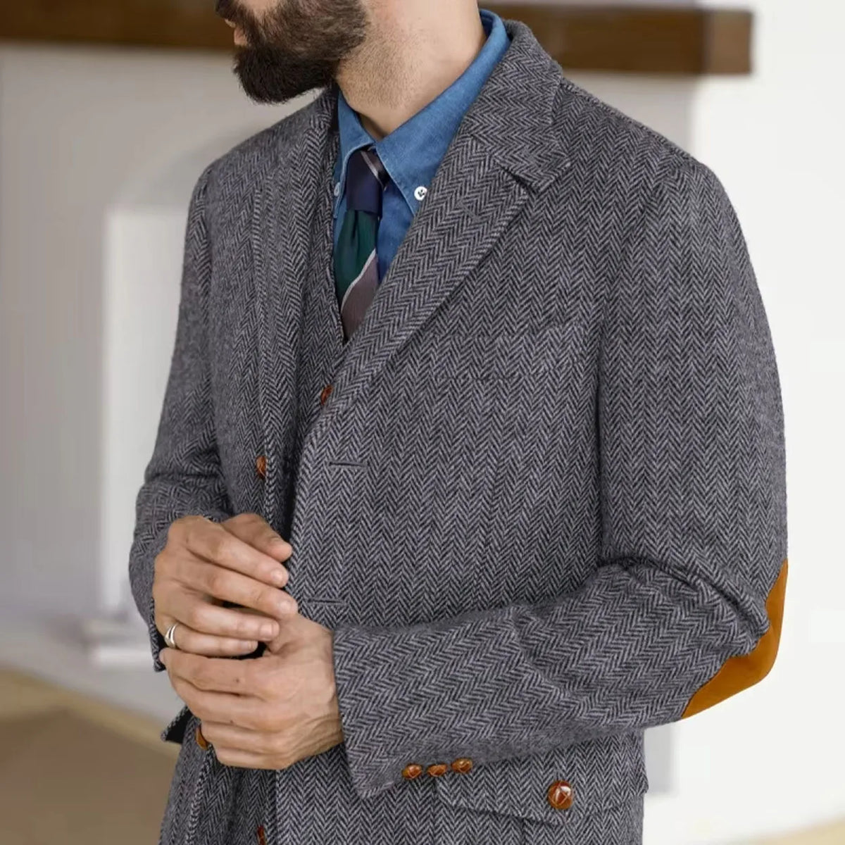 Blazer homme en tweed à chevrons – CLEVI Paris