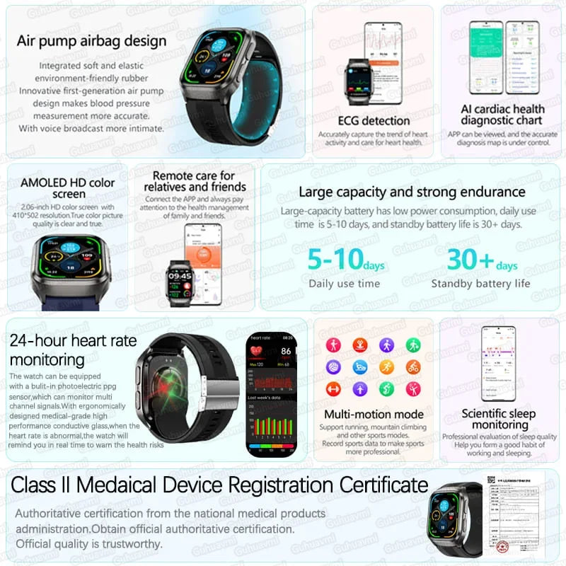 Montre GUHUAVMI AMOLED 2,06″ Bluetooth – CLEVI Paris