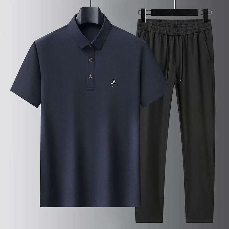 Ensemble 2 Pièces Homme T-shirt Ice Silk + Pantalon Long Été Grande Taille KOLMAKOV – 5 Coloris, M à 4XL – CLEVI Paris