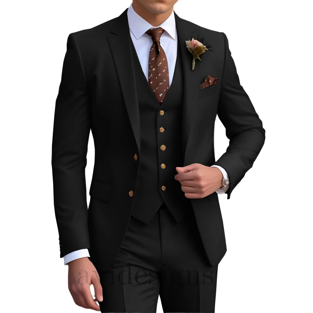 Costume homme 3 pièces, coupe droite plissée – CLEVI Paris