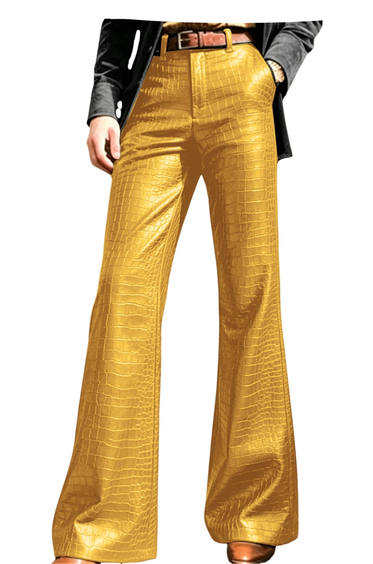 Pantalon évasé effet crocodile homme – CLEVI Paris