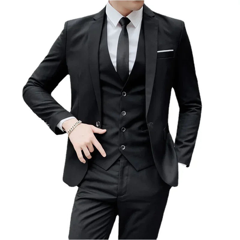 Costume 3 Pièces Homme Blazer Gilet Pantalon Coupe Slim – CLEVI Paris