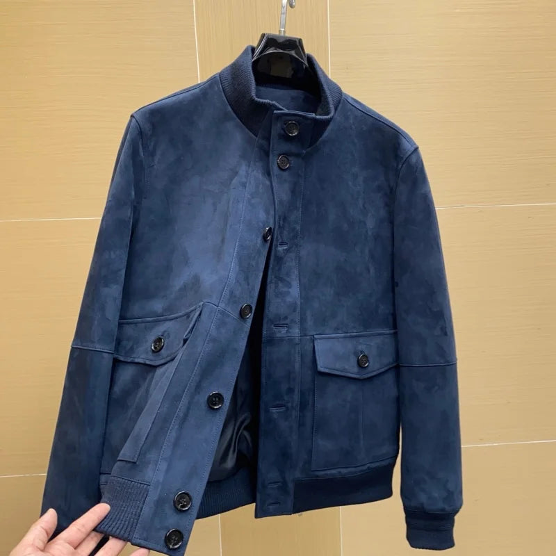 Blouson homme aspect daim à col montant – CLEVI Paris