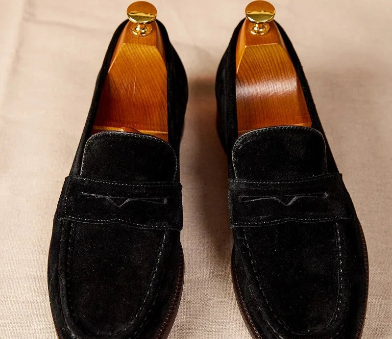 Mocassins Suède Vache Homme Artisanaux Bout Carré – CLEVI Paris