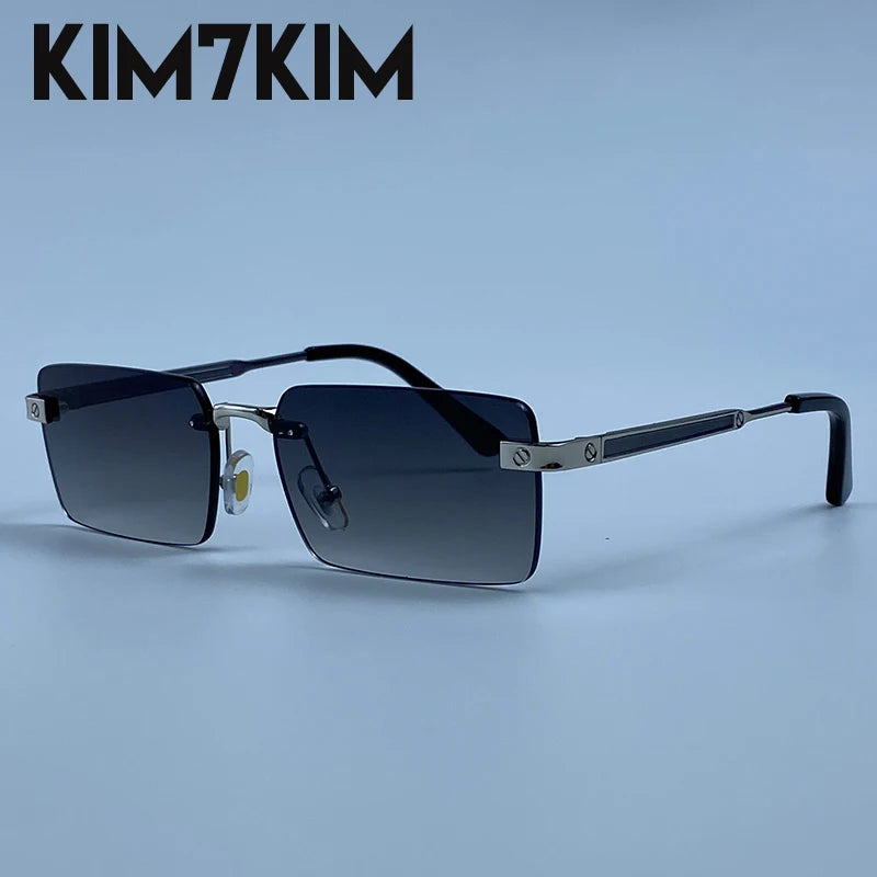 Lunettes de Soleil Rimless Rectangle Hip Hop Y2K Homme – CLEVI Paris