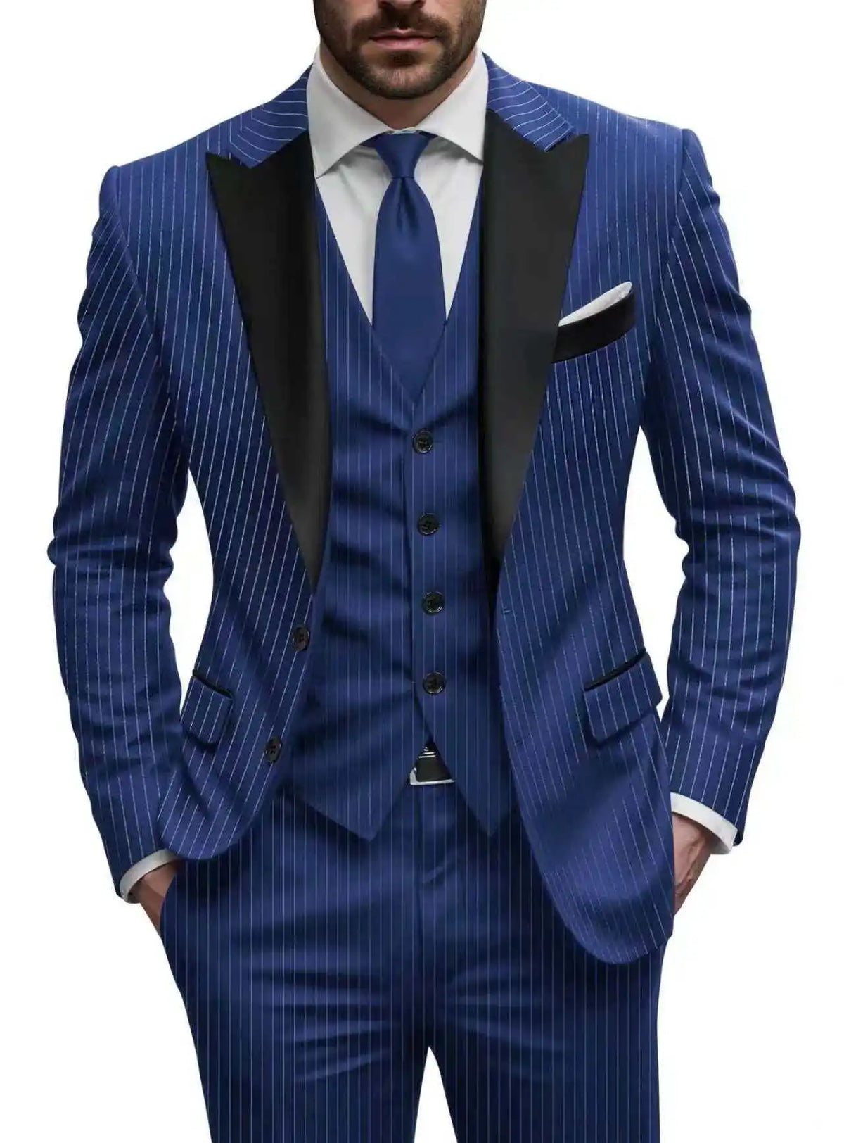 Costume 3 Pièces Rayé Homme Slim Fit – CLEVI Paris