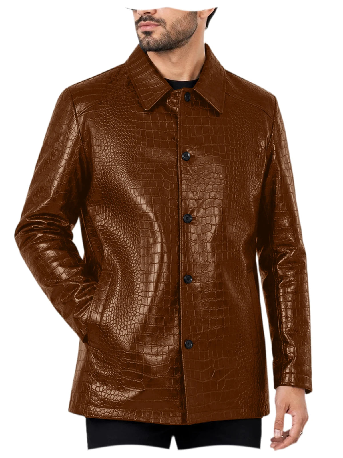 Blazer homme simili cuir motif crocodile – CLEVI Paris