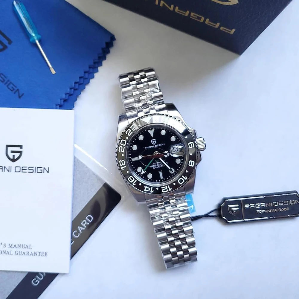 Montre GMT Automatique Homme Pagani Design PD-1662 Saphir Lunette Céramique 100m – CLEVI Paris