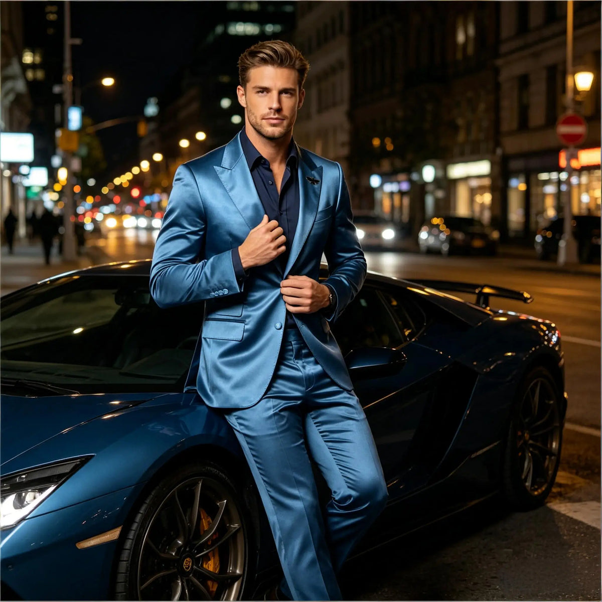 Costume homme 2 pièces en satin – CLEVI Paris