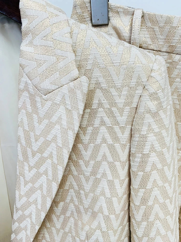 Tailleur femme jacquard blazer et pantalon – CLEVI Paris