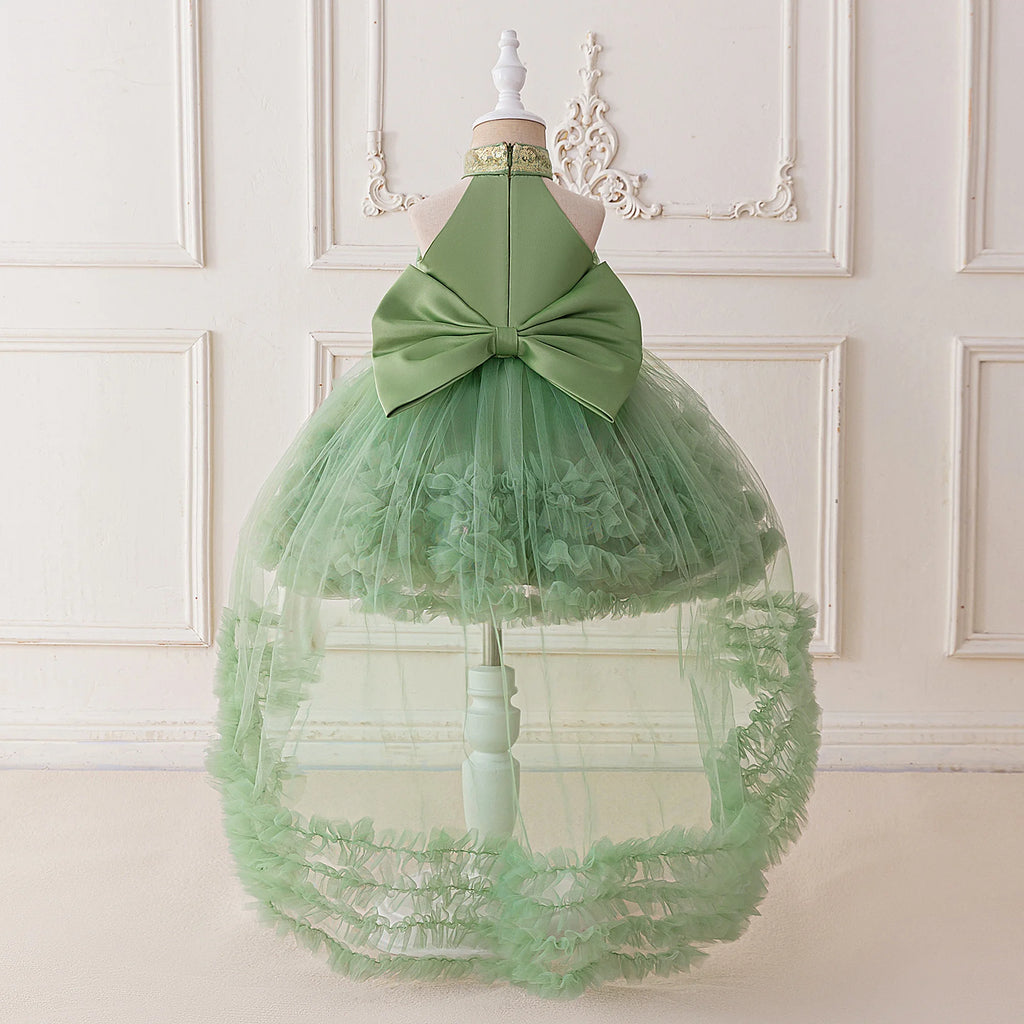 Robe cérémonie fille à paillettes et nœud – CLEVI Paris