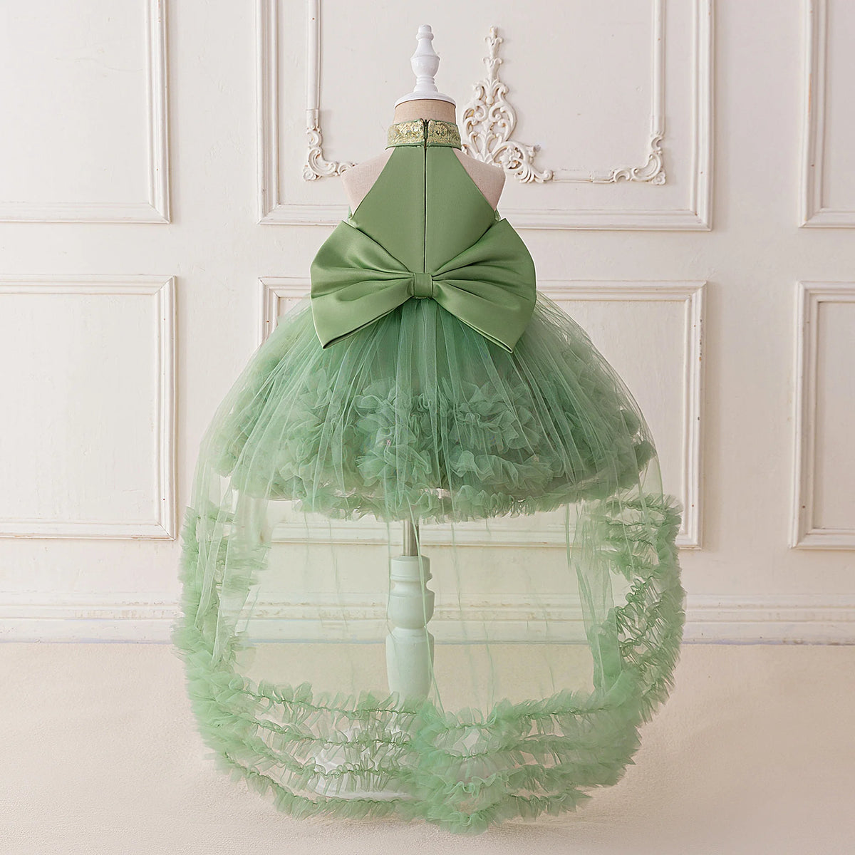 Robe cérémonie fille à paillettes et nœud – CLEVI Paris