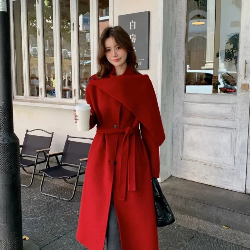 Manteau long femme en laine double face – CLEVI Paris
