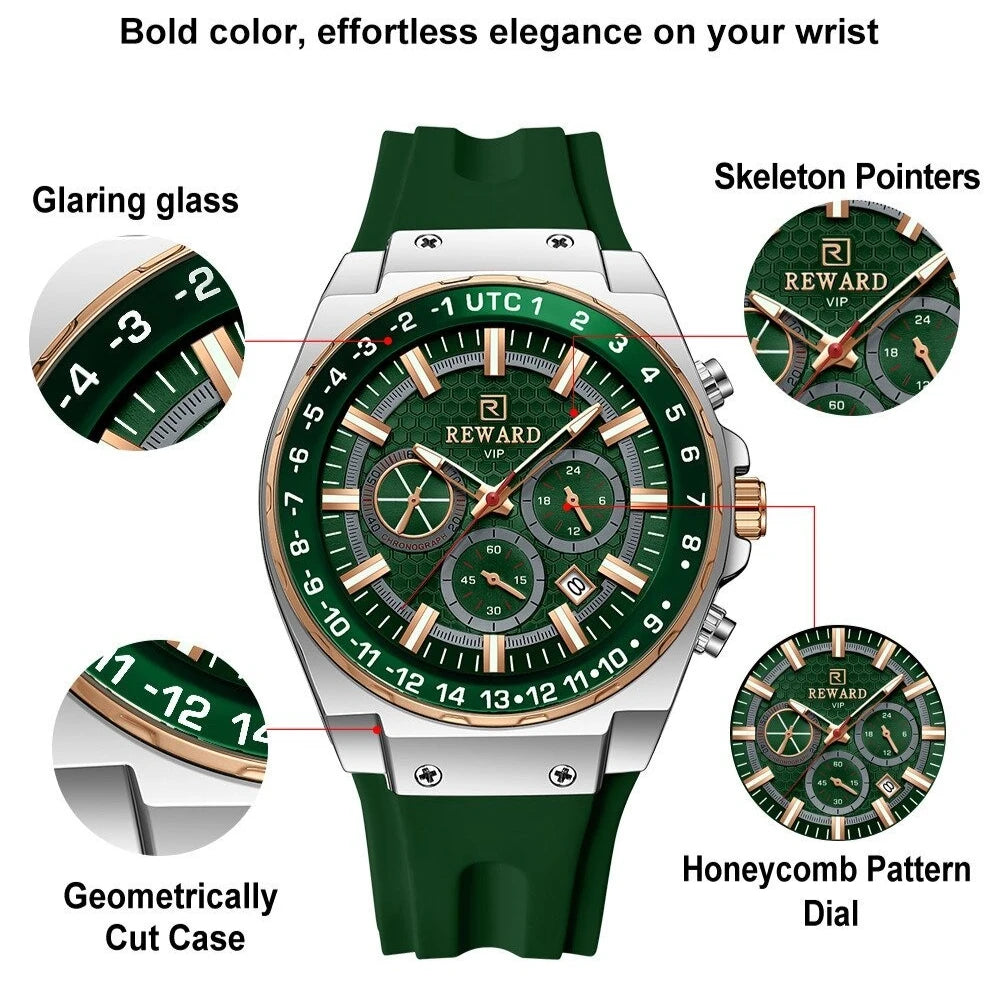 Montre Sport Quartz Chronographe REWARD Homme Silicone – CLEVI Paris