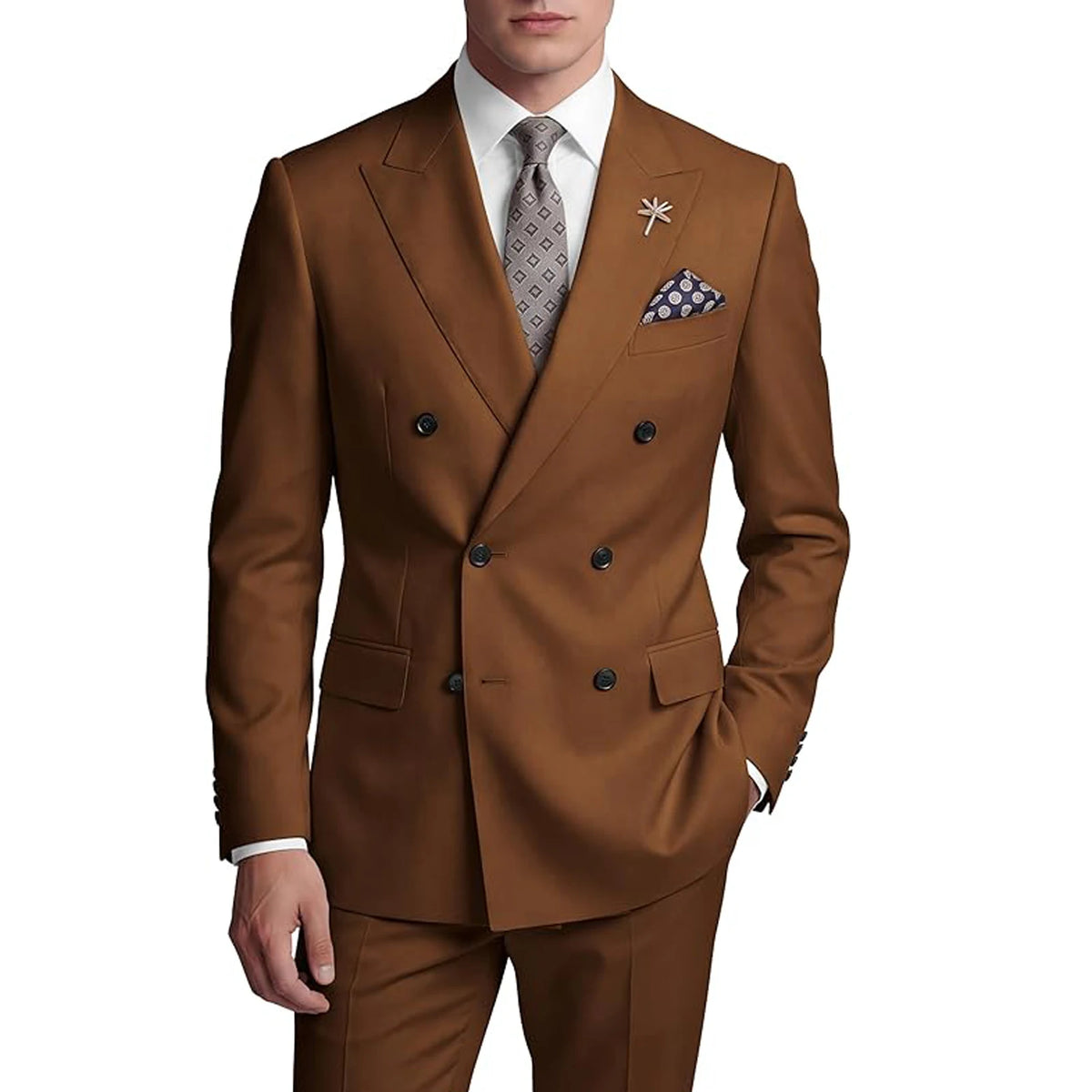 Costume homme 2 pièces croisé à boutons dorés – CLEVI Paris