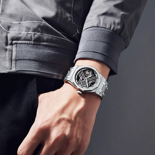 AESOP 7055 Montre Homme Tourbillon Squelette Octogone Saphir Diamant – CLEVI Paris