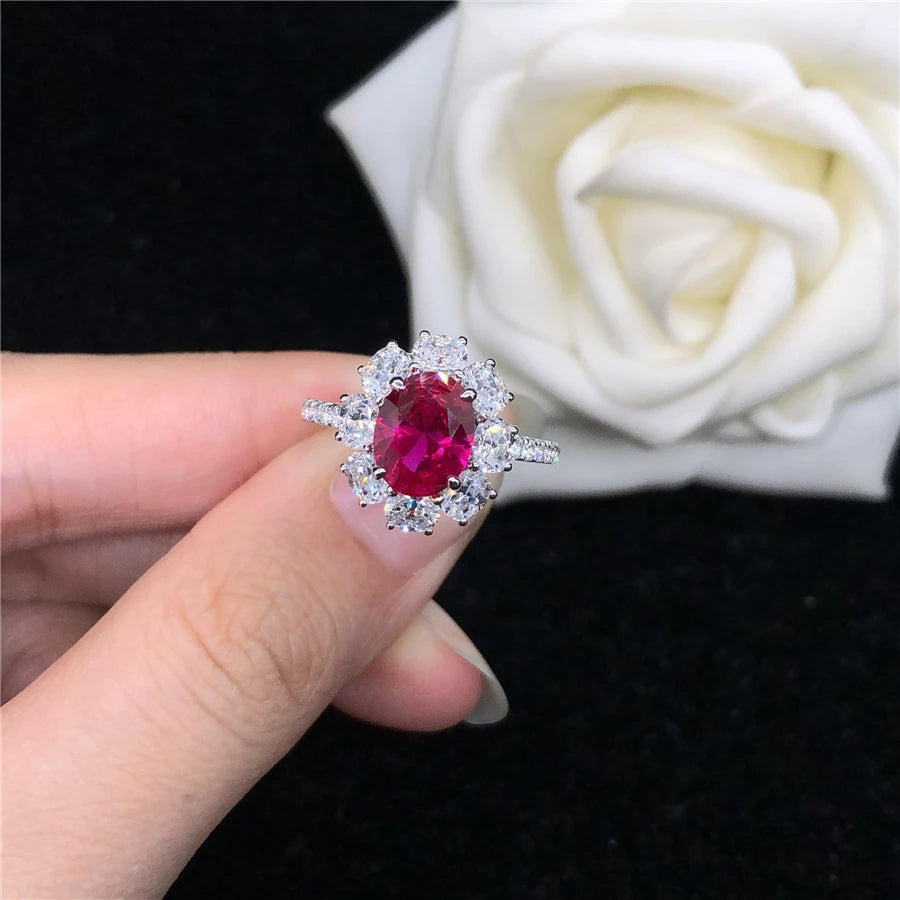Bague Femme Rubis 2 Carats Or Blanc 14K – CLEVI Paris