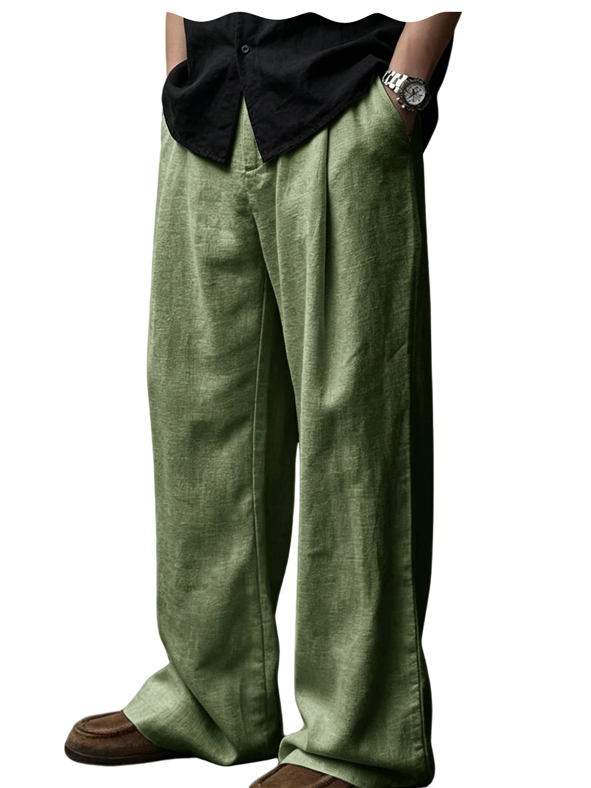 Pantalon en lin coupe ample – CLEVI Paris