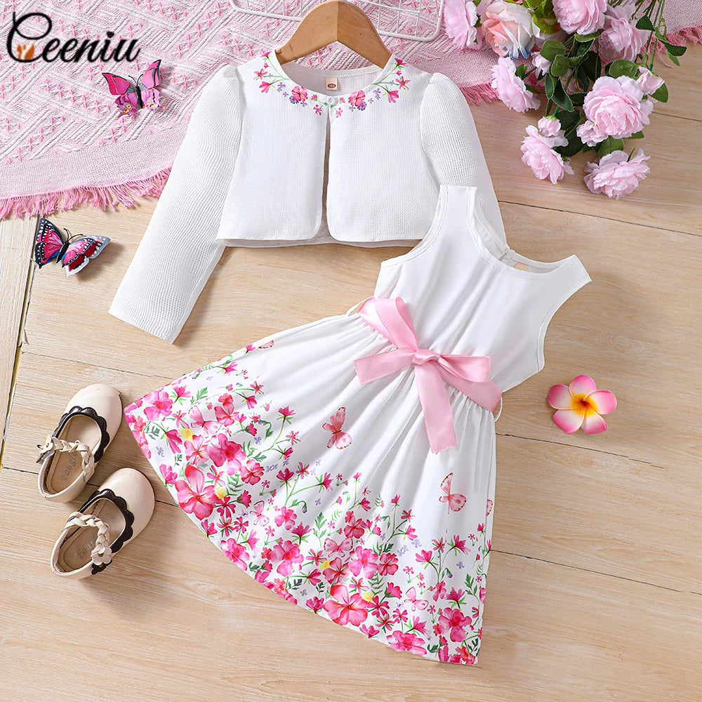 Ensemble fille cardigan et robe imprimée – CLEVI Paris