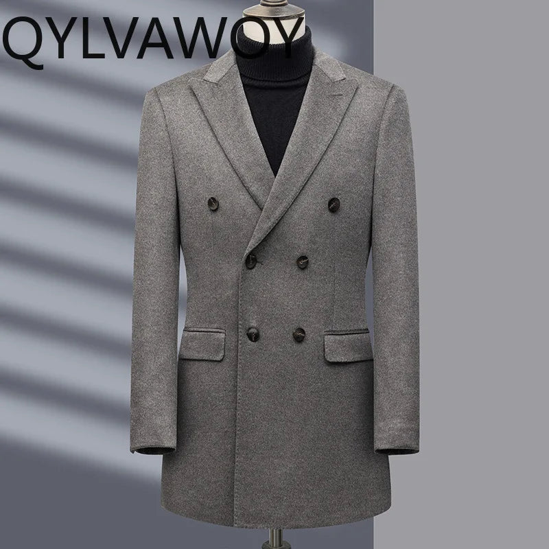 Manteau homme croisé laine, cachemire et soie – CLEVI Paris
