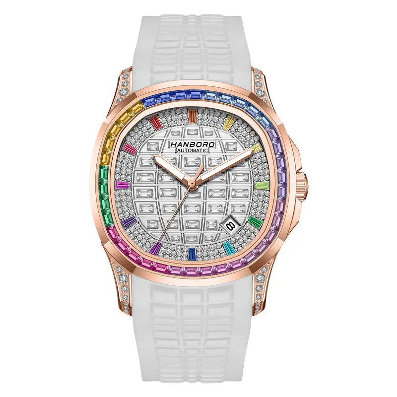 HANBORO 754 Montre Homme Automatique Miyota 8215 Carrée Saphir Cristaux – CLEVI Paris