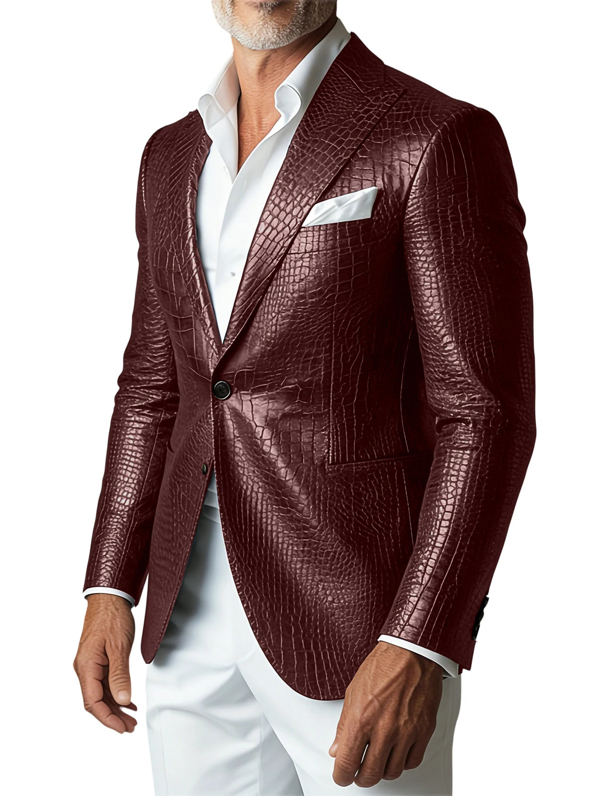 Veste homme en similicuir effet crocodile – CLEVI Paris