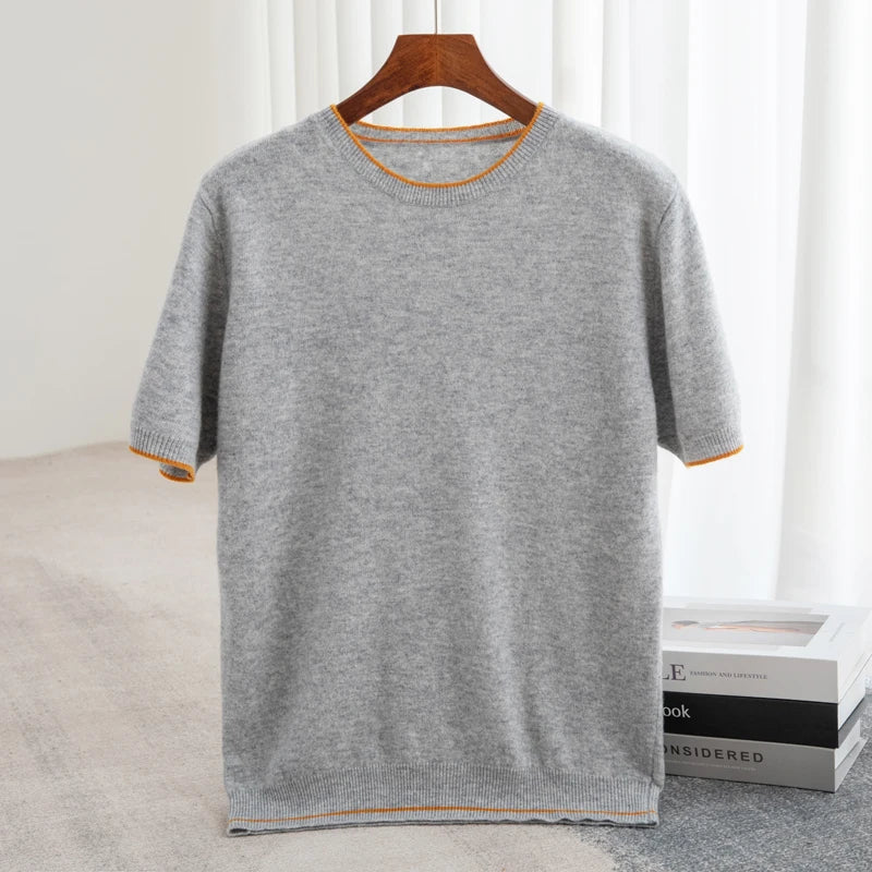 Pull Homme 100% Laine MVLYFLRT – Manches Courtes Col Rond Color Block Tricot – 6 Coloris, S à XXL – CLEVI Paris