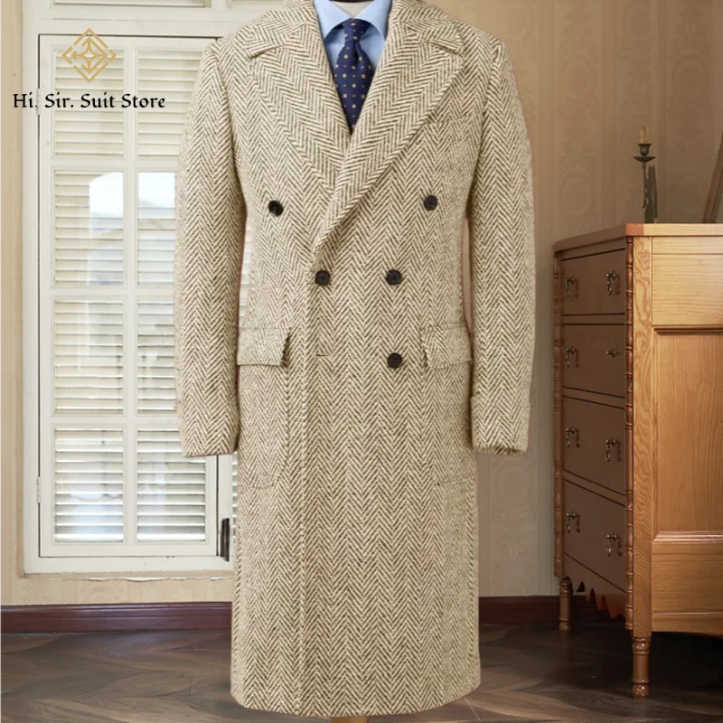 Manteau long homme à chevrons croisé – CLEVI Paris