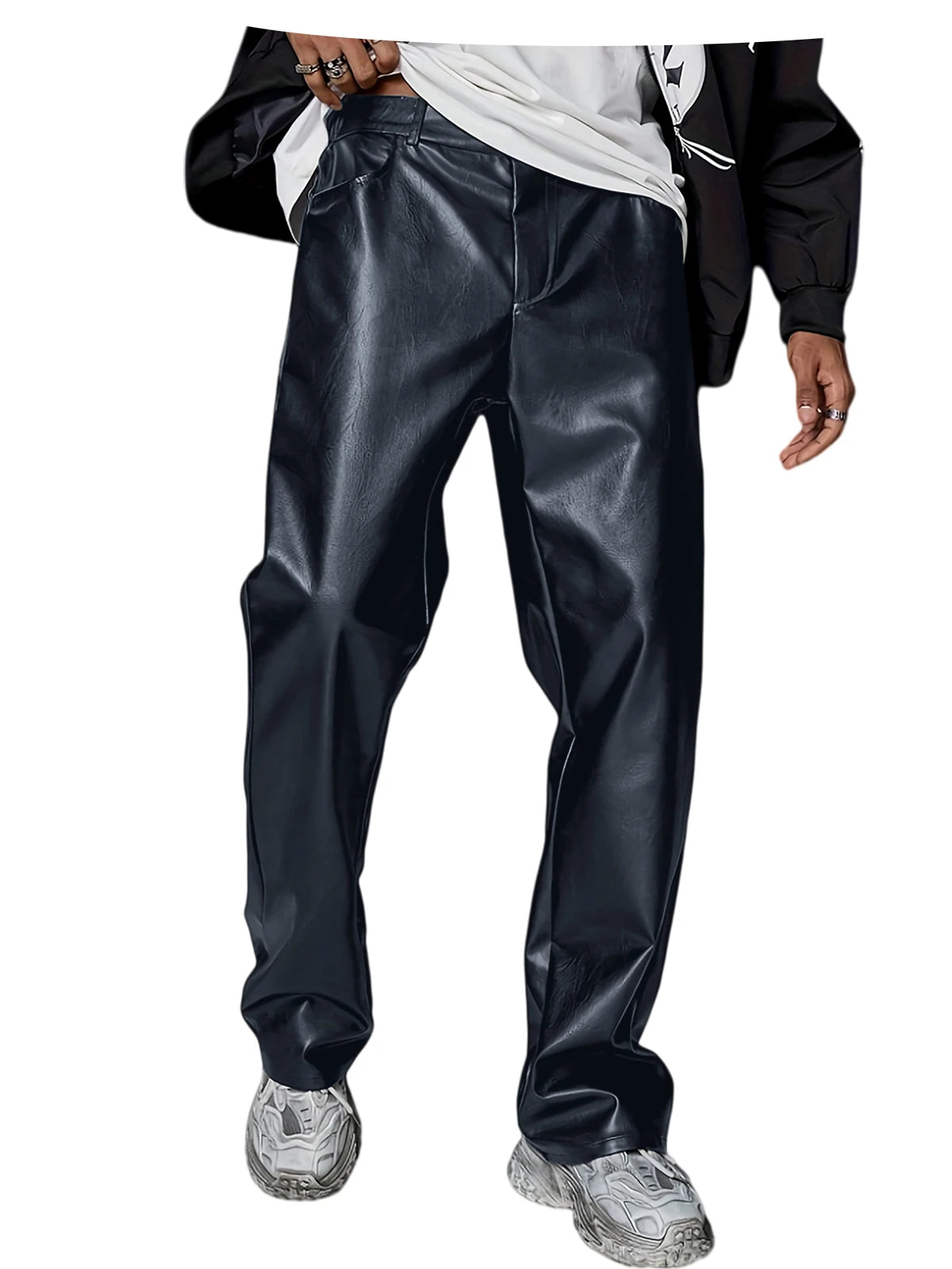 Pantalon homme en similicuir, coupe droite – CLEVI Paris
