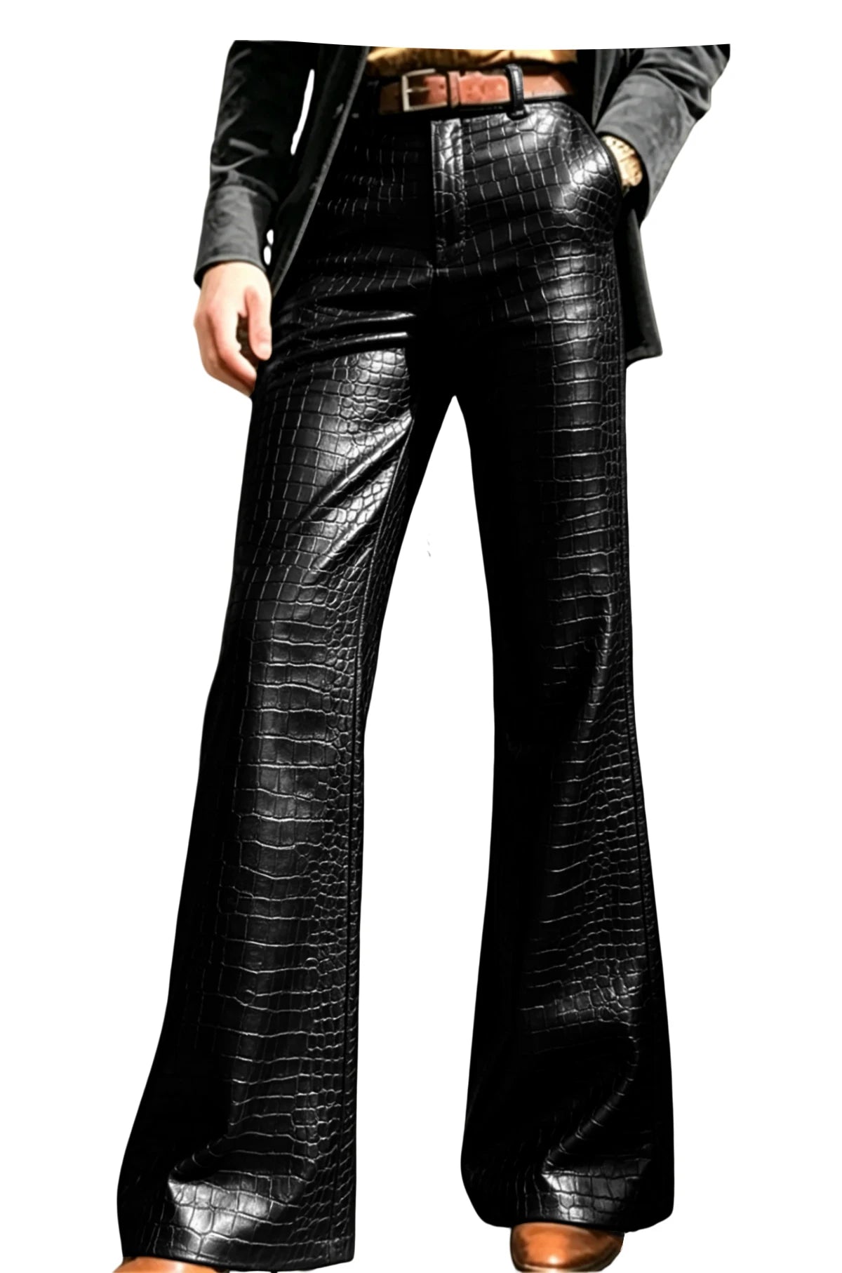 Pantalon évasé effet crocodile homme – CLEVI Paris