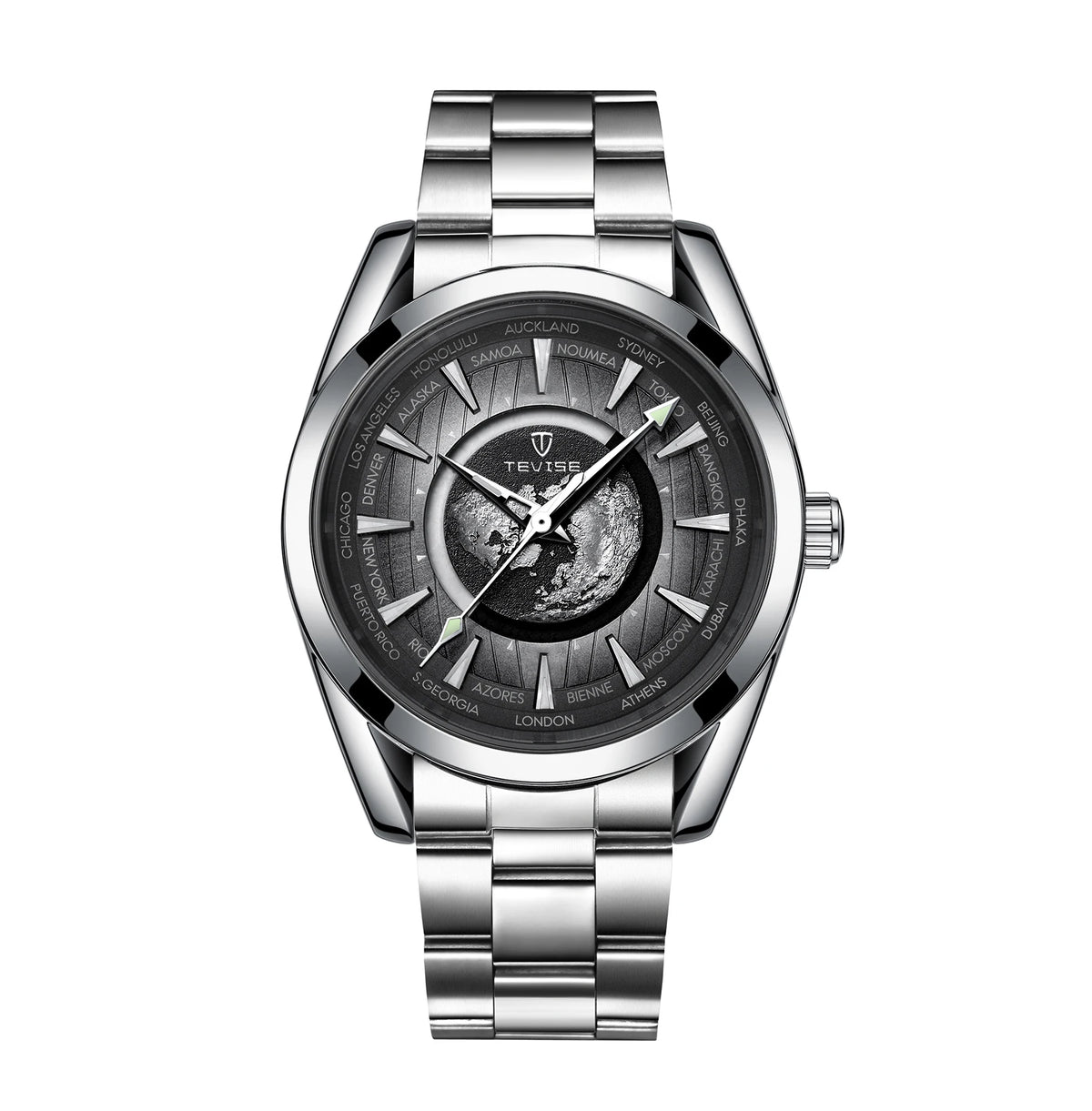 Montre Mécanique Globe Terrestre TEVISE Homme Cuir – CLEVI Paris